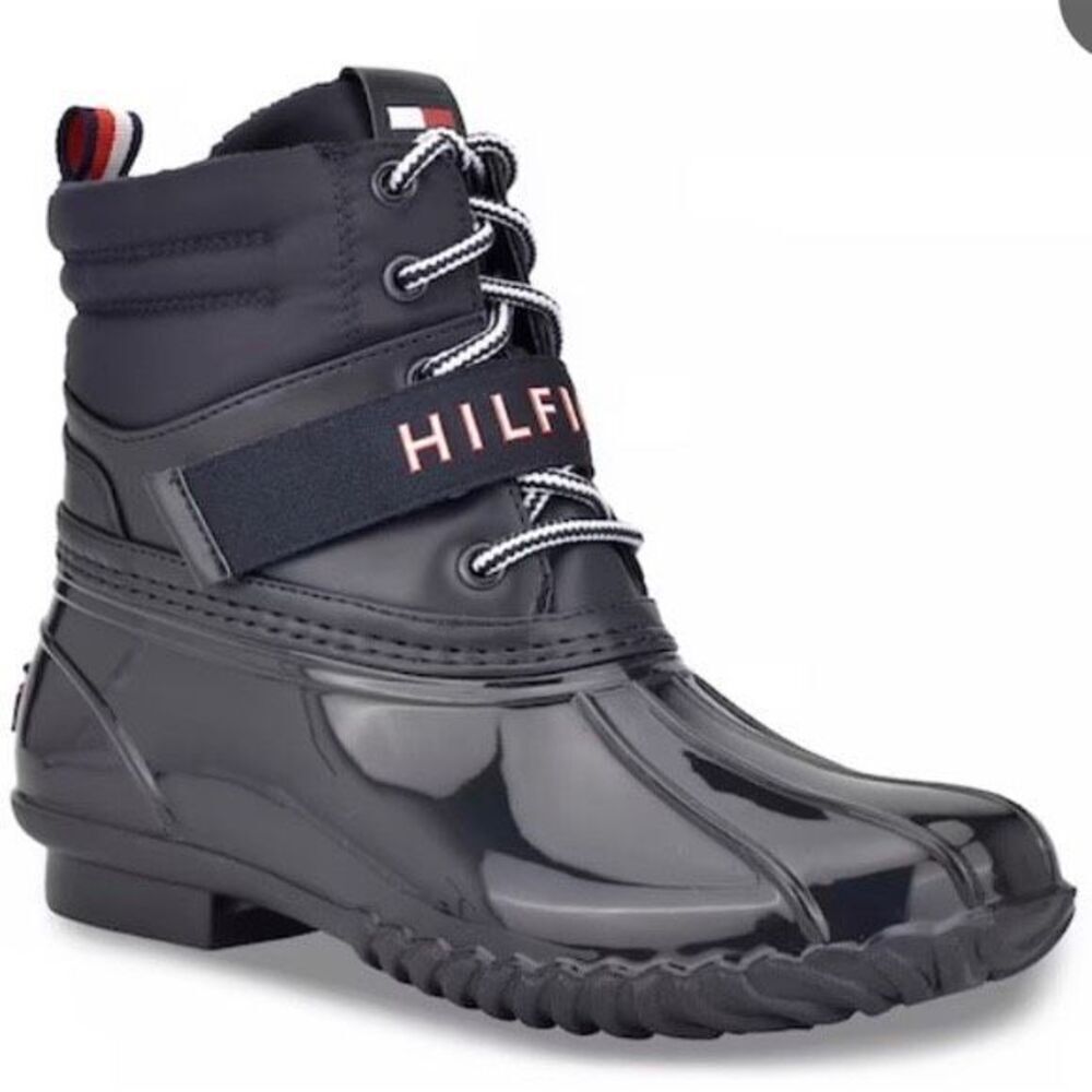 Tommy Hilfiger Huski Boot Navy Duck Style Rain Boots Size 10 Classic, Outdoors